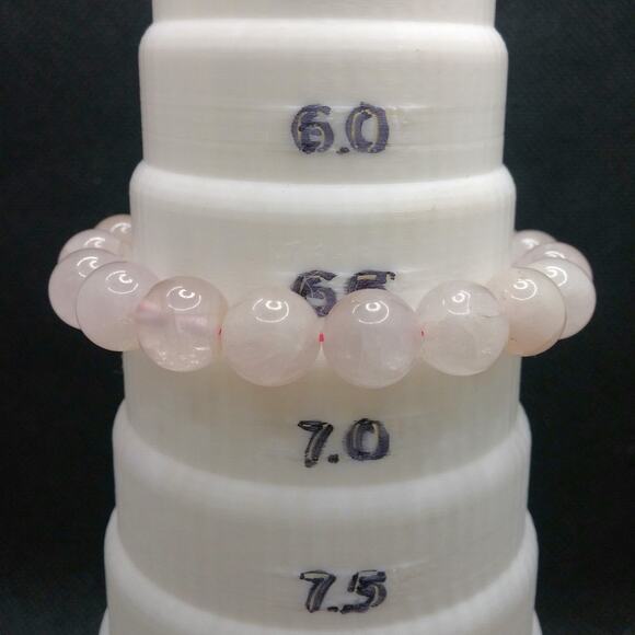 Rose Quartz Bracelet Artisan Made Gemstone 10mm Beaded Stretch NEW Light Pink - Picture 7 of 12